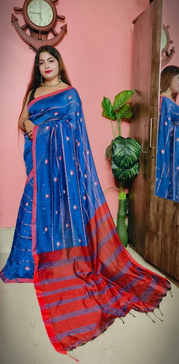 Handloom Woven Motive Saree - Blue