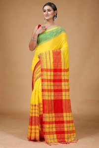 Handloom Multi-Border Begampuri Work Cotton Saree