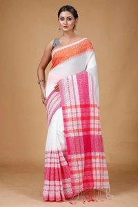 Handloom Multi-Border Begampuri Work Cotton Saree