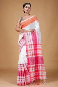 Handloom Multi-Border Begampuri Work Cotton Saree