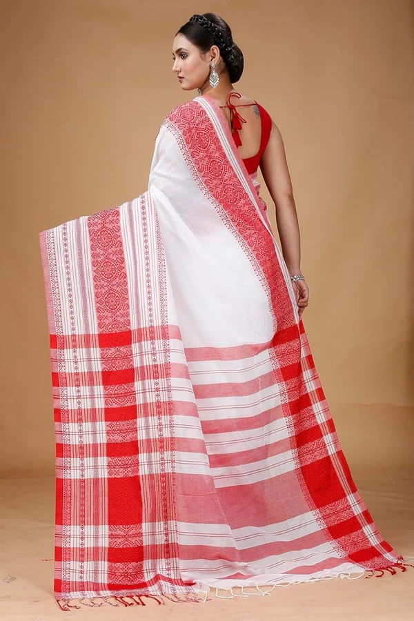 Handloom Multi-Border Begampuri Work Cotton Saree