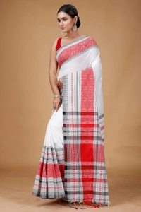 Handloom Multi-Border Begampuri Work Cotton Saree