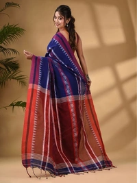 Traditional Woven Temple Border Saree - Blue