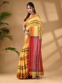 Traditional Woven Temple Border Saree - Supernova