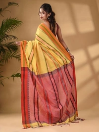 Traditional Woven Temple Border Saree - Supernova