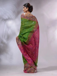 Handloom Woven Border Saree - Green