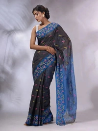 Handloom Woven Border Saree - Black