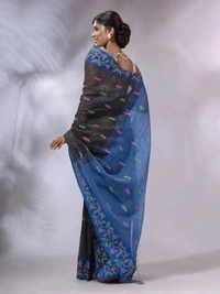 Handloom Woven Border Saree - Black