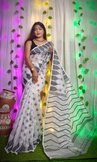 Handloom Temple Border Soft Jamdani - White, Soft