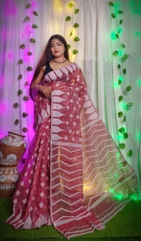 Handloom Temple Border Soft Jamdani - Maroon