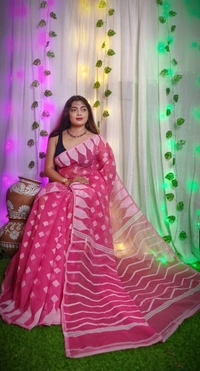 Handloom Temple Border Soft Jamdani - Royal Heath
