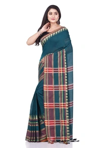 Handloom Traditional Woven Temple Border Saree - Sea Green