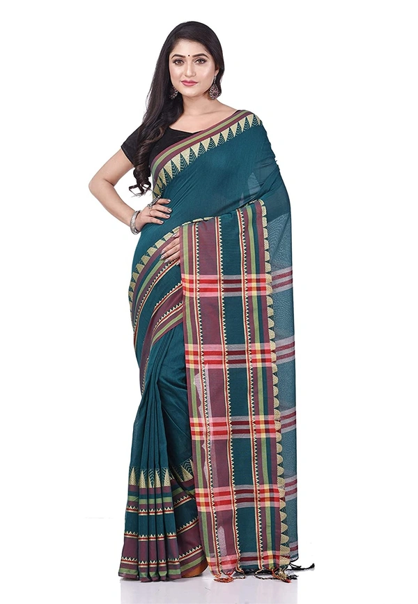 Handloom Traditional Woven Temple Border Saree - Sea Green