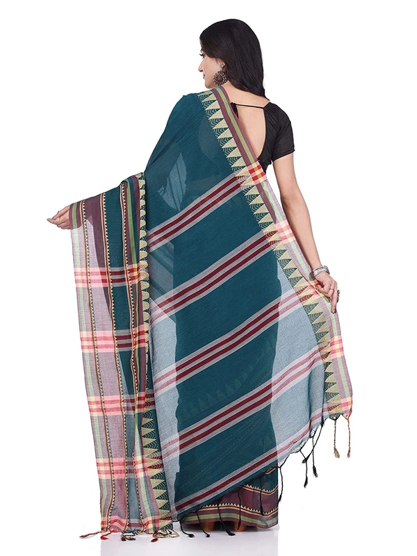 Handloom Traditional Woven Temple Border Saree - Sea Green