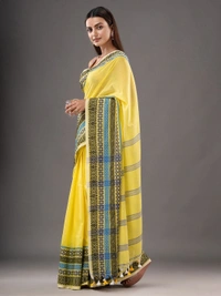 Handloom Woven Border Begampuri Work Saree - Yellow