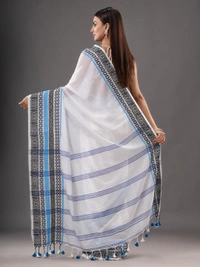 Handloom Woven Border Begampuri Work Saree - White