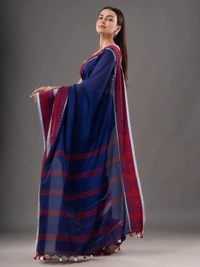 Handloom Woven Border Begampuri Work Saree - Blue