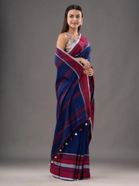 Handloom Woven Border Begampuri Work Saree - Blue