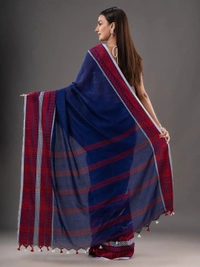 Handloom Woven Border Begampuri Work Saree - Blue