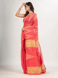 Handloom Temple Gichha Border Saree - Red