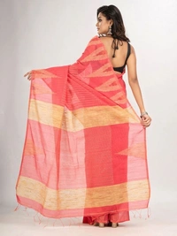 Handloom Temple Gichha Border Saree - Red
