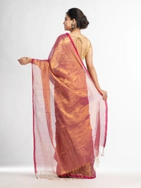 Handloome Duel Tone Tissue Cotton Saree - Brown, Tissue Cotton, Med
