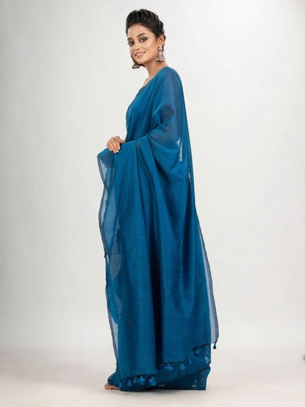 Handloome Duel Tone Cotton Saree - Blue, Cotton