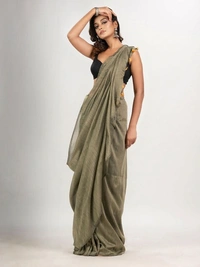 Handloome Duel Tone Cotton Saree - Khaki, Cotton (CK)