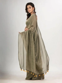 Handloome Duel Tone Cotton Saree - Khaki, Cotton (CK)