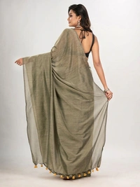 Handloome Duel Tone Cotton Saree - Khaki, Cotton (CK)