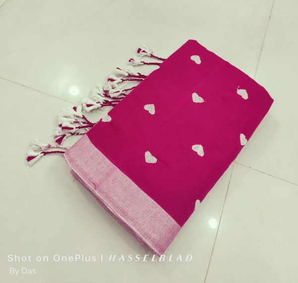 Handloom Love Motive Embroidered Saree - Mandy