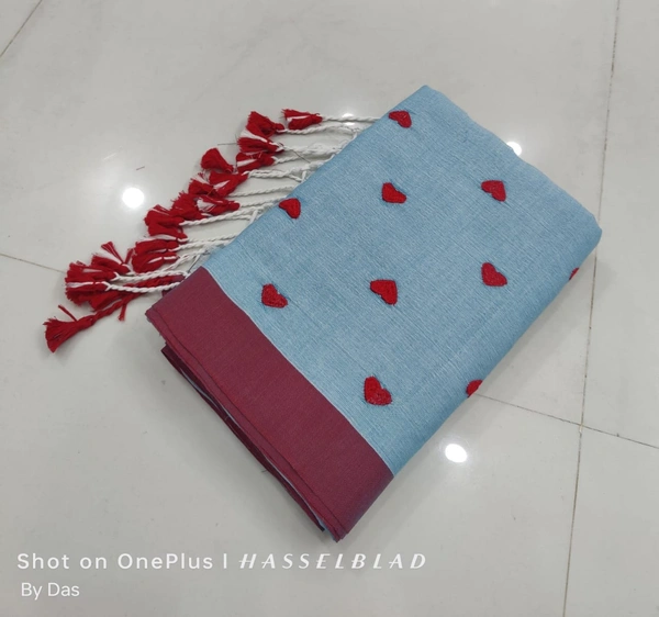 Handloom Love Motive Embroidered Saree - Suva Gray