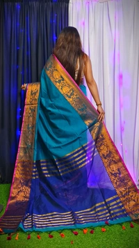 Raja Handloom Copper Zari Woven Border Saree - Genoa
