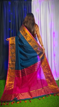 Raja Handloom Copper Zari Woven Border Saree - Bay of Many
