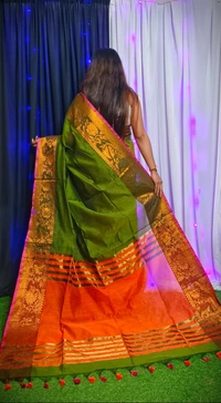 Raja Handloom Copper Zari Woven Border Saree - Gimblet