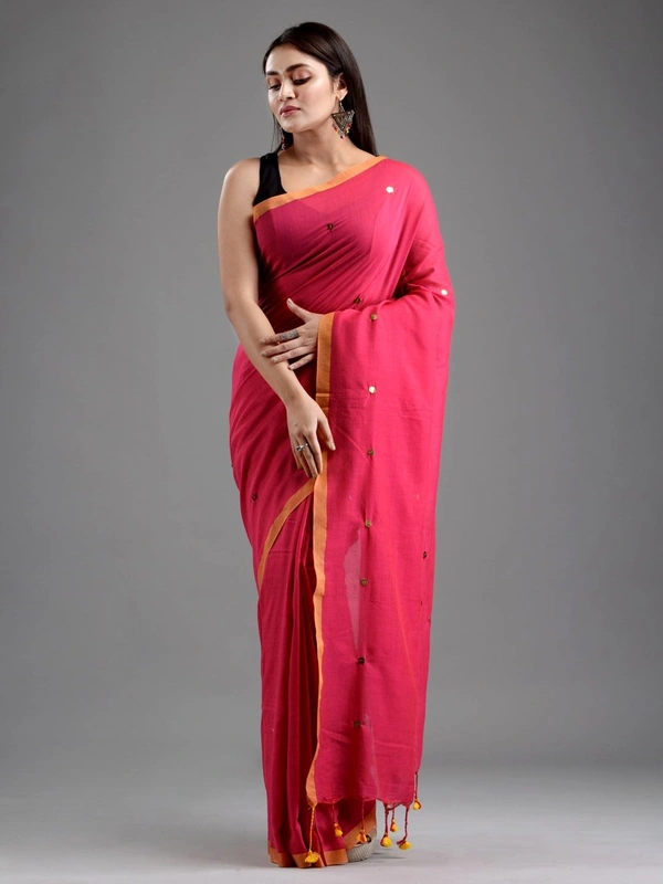Handloom Gini Scquence Woven Cotton Saree - Royal Heath