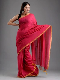 Handloom Gini Scquence Woven Cotton Saree - Royal Heath