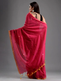 Handloom Gini Scquence Woven Cotton Saree - Royal Heath