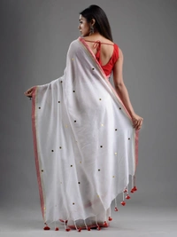Handloom Gini Scquence Woven Cotton Saree - White