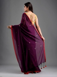 Handloom Gini Scquence Woven Cotton Saree - Maroon