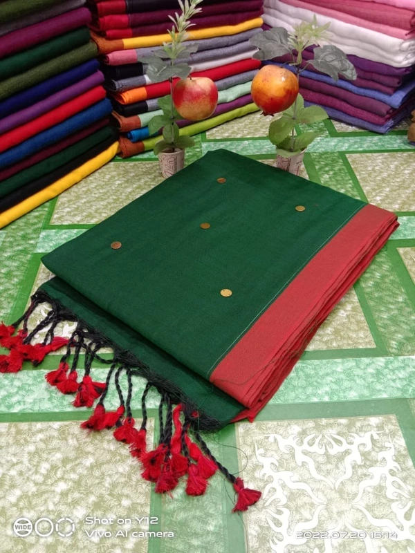 Handloom Gini Scquence Woven Cotton Saree - Costa Del Sol