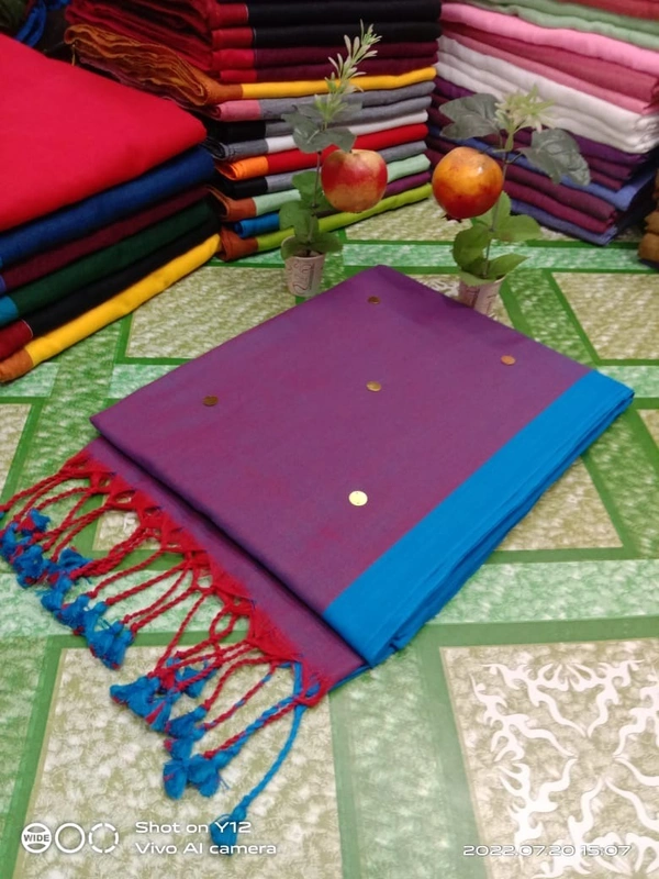 Handloom Gini Scquence Woven Cotton Saree - Magenta / Fuchsia