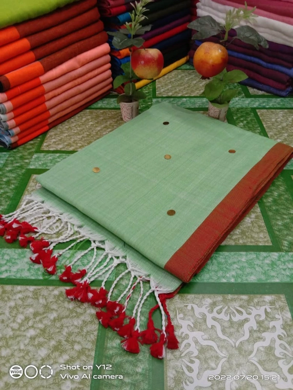 Handloom Gini Scquence Woven Cotton Saree - Wild Willow