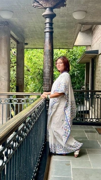 Handloom Jamdani Woven Cotton Saree - White, Cotton