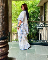 Handloom Jamdani Woven Cotton Saree - White, Cotton