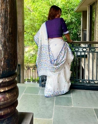Handloom Jamdani Woven Cotton Saree - White, Cotton