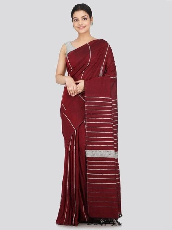 Handloom Cotton Khesh Saree - Brown, Cotton, Cotton