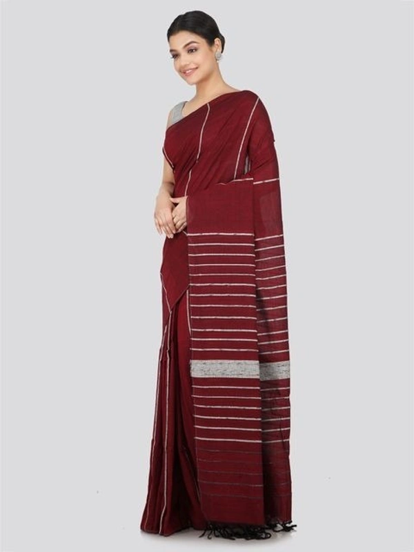 Handloom Cotton Khesh Saree - Brown, Cotton, Cotton