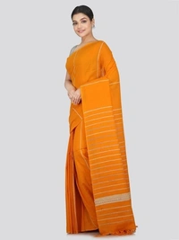 Handloom Cotton Khesh Saree - Web Orange, Cotton, Cotton (CK)
