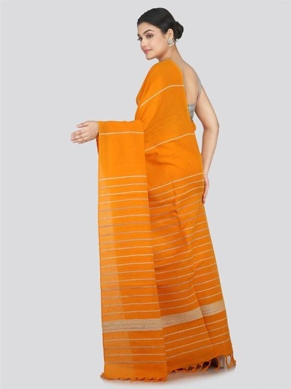 Handloom Cotton Khesh Saree - Web Orange, Cotton, Cotton (CK)